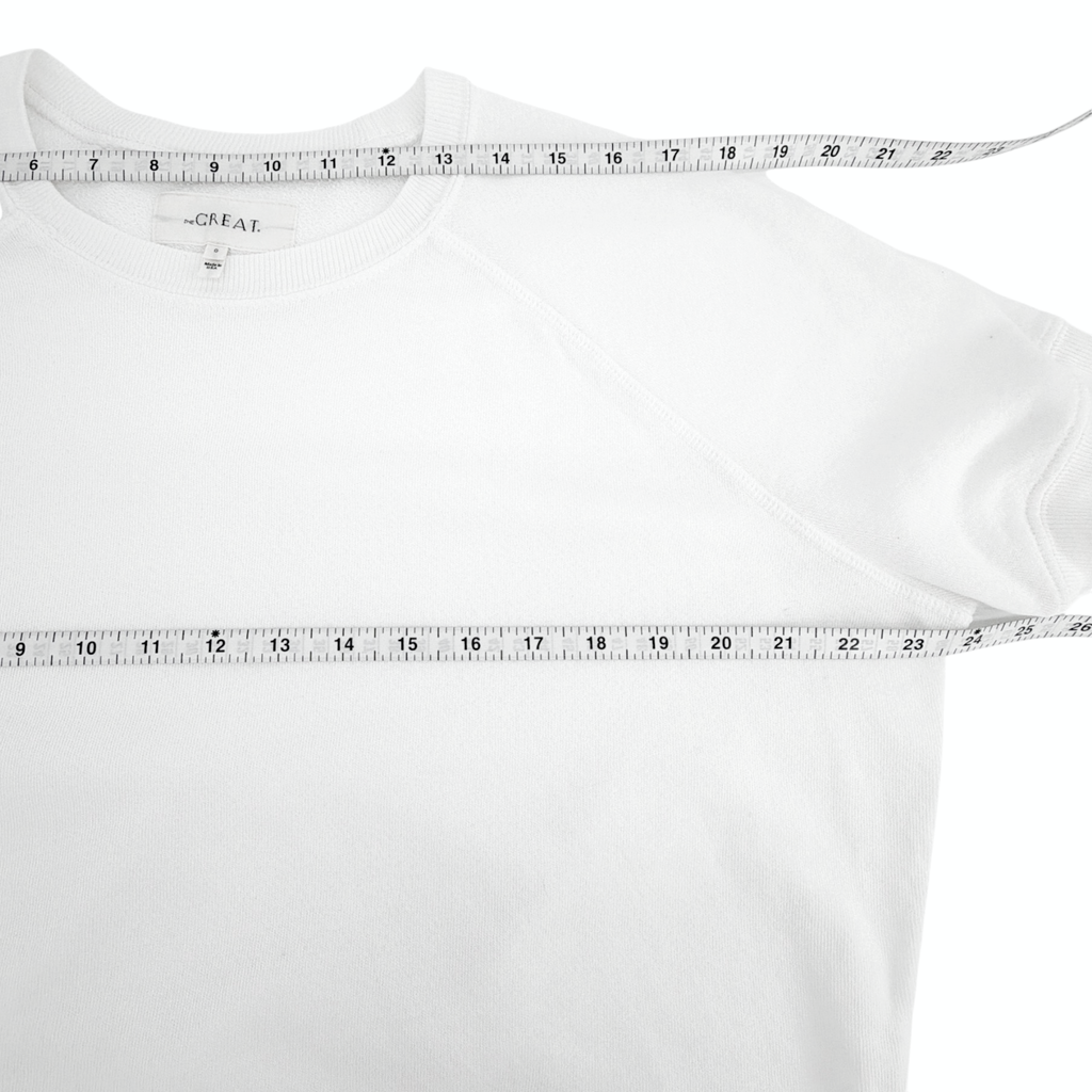 THE GREAT. The Short Sleeve Sweatshirt in True White 0|XS The Great.
