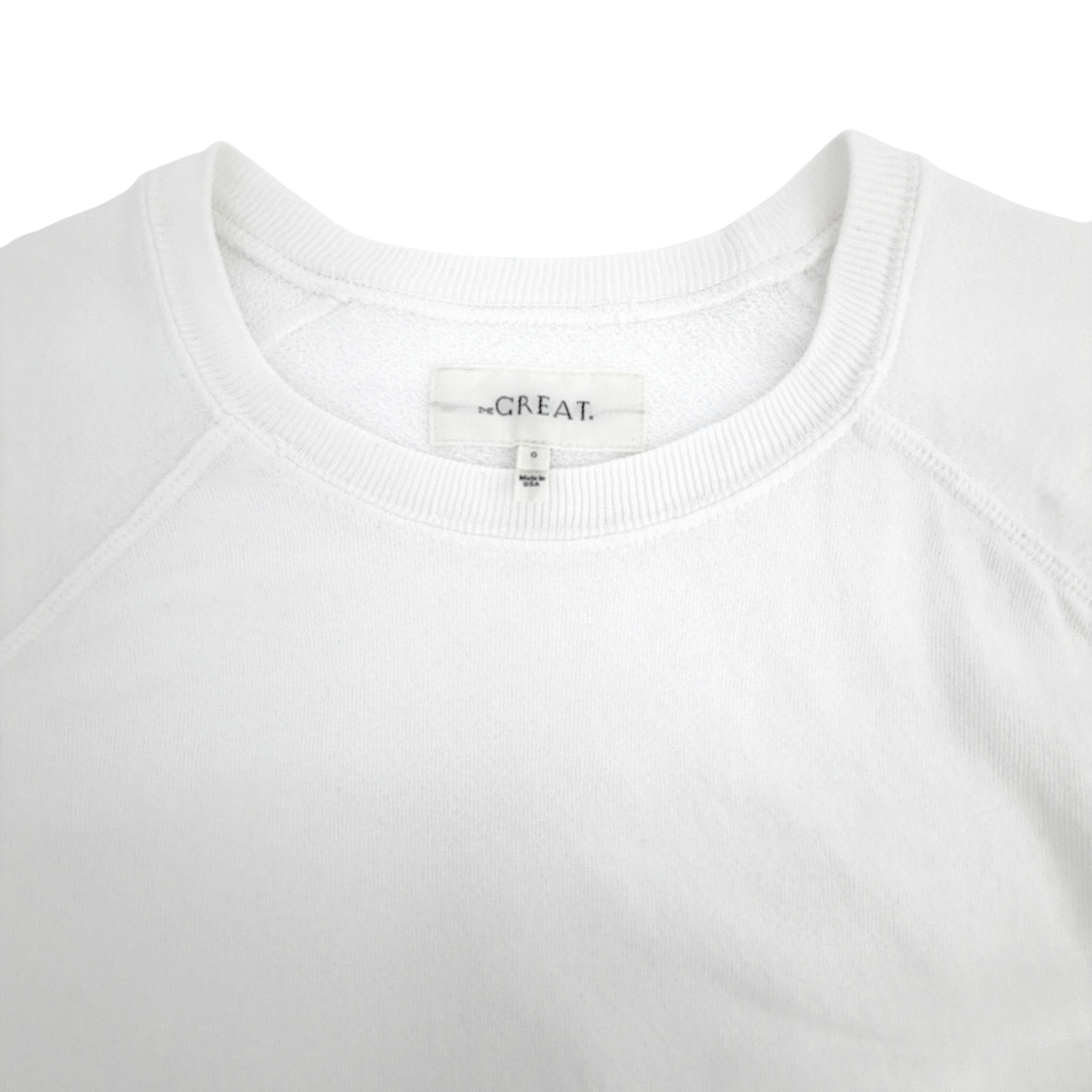 THE GREAT. The Short Sleeve Sweatshirt in True White 0|XS The Great.