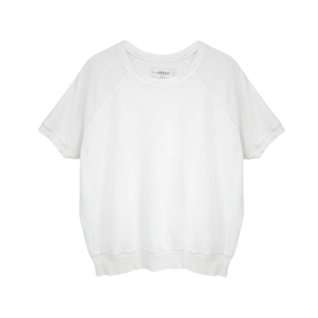 THE GREAT. The Short Sleeve Sweatshirt in True White 0|XS The Great.