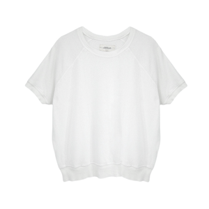 THE GREAT. The Short Sleeve Sweatshirt in True White 0|XS