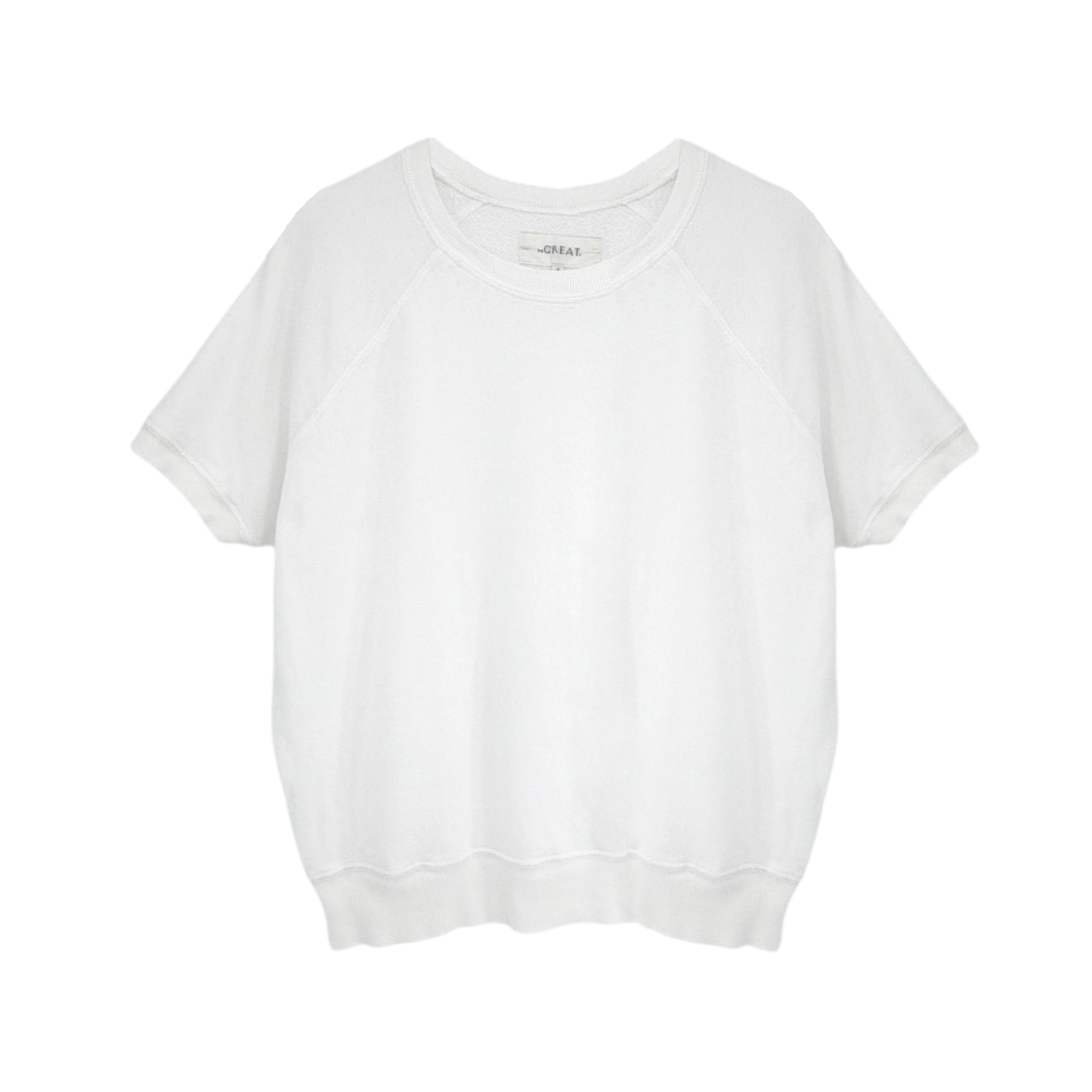 THE GREAT. The Short Sleeve Sweatshirt in True White 0|XS The Great.