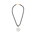 TIMELESS PEARLY Black Cord Necklace with Silver Heart Timeless Pearly
