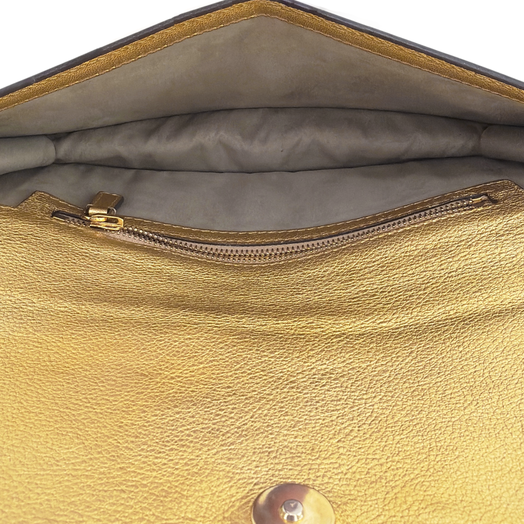 TOM FORD Jennifer Metallic Zip Clutch Bag Golden Tom Ford