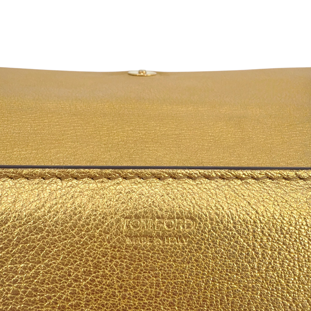 TOM FORD Jennifer Metallic Zip Clutch Bag Golden Tom Ford