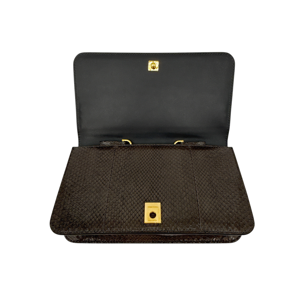 TOM FORD Jennifer Python Clutch Bag with Strap in Graphite Tom Ford
