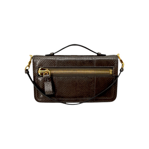 TOM FORD Jennifer Python Clutch Bag with Strap in Graphite