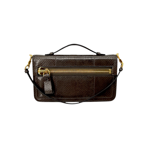 TOM FORD Jennifer Python Clutch Bag with Strap in Graphite Tom Ford