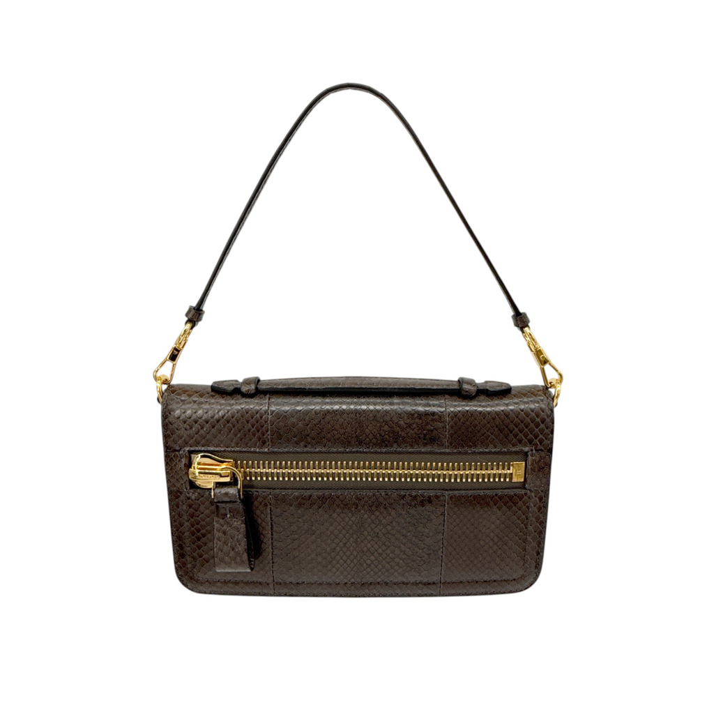 TOM FORD Jennifer Python Clutch Bag with Strap in Graphite Tom Ford