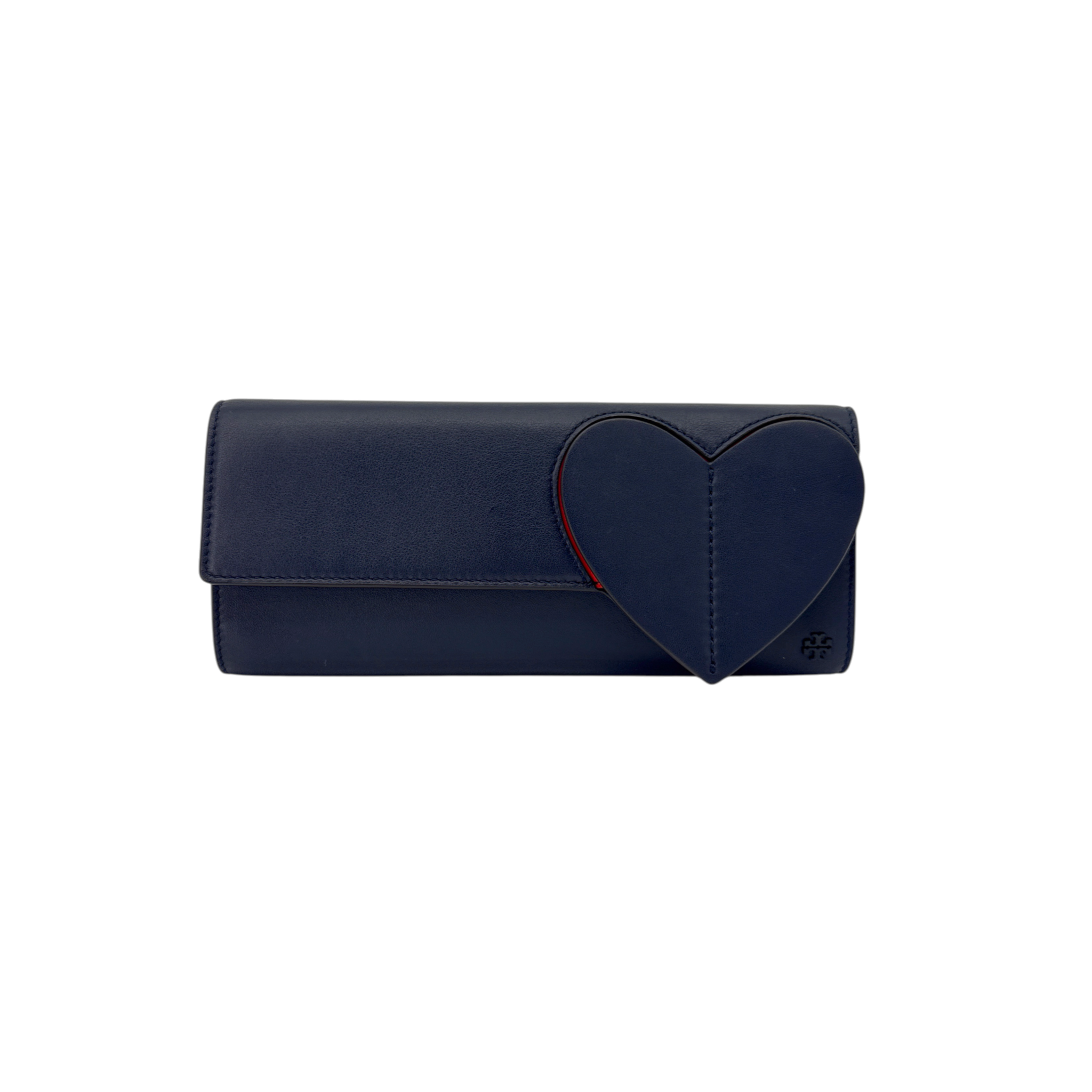 TORY BURCH Leather Heart Clutch in Tory Navy Tory Burch