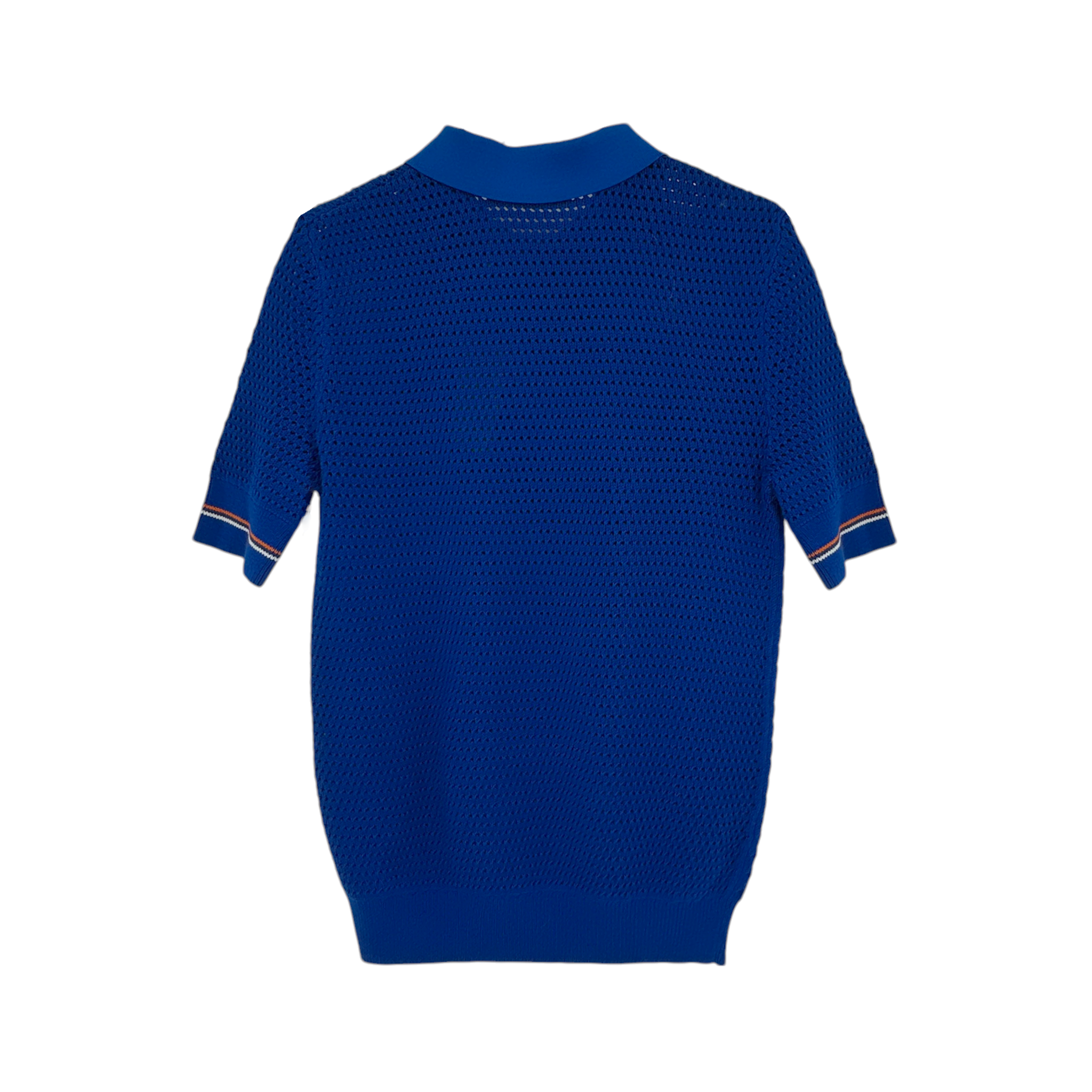 TORY BURCH Mesh Polo Sweater in Bondi Blue L Tory Burch