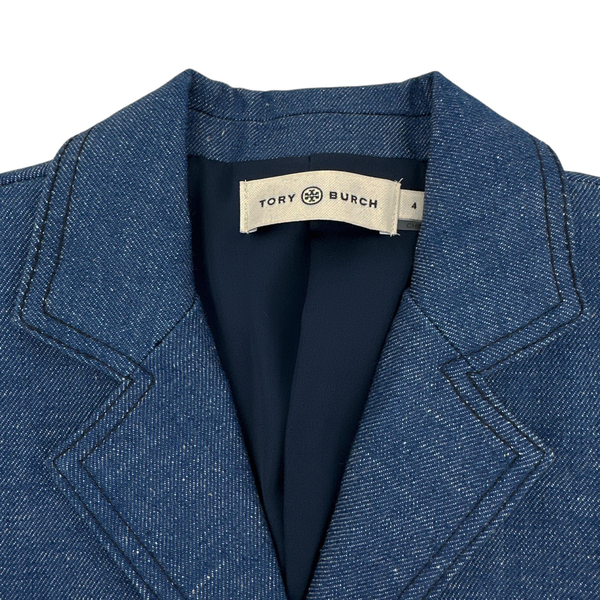 TORY BURCH Raw Denim Blazer in Unwashed Rinse 4|S Tory Burch