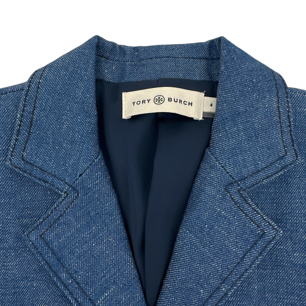 TORY BURCH Raw Denim Blazer in Unwashed Rinse 4|S Tory Burch