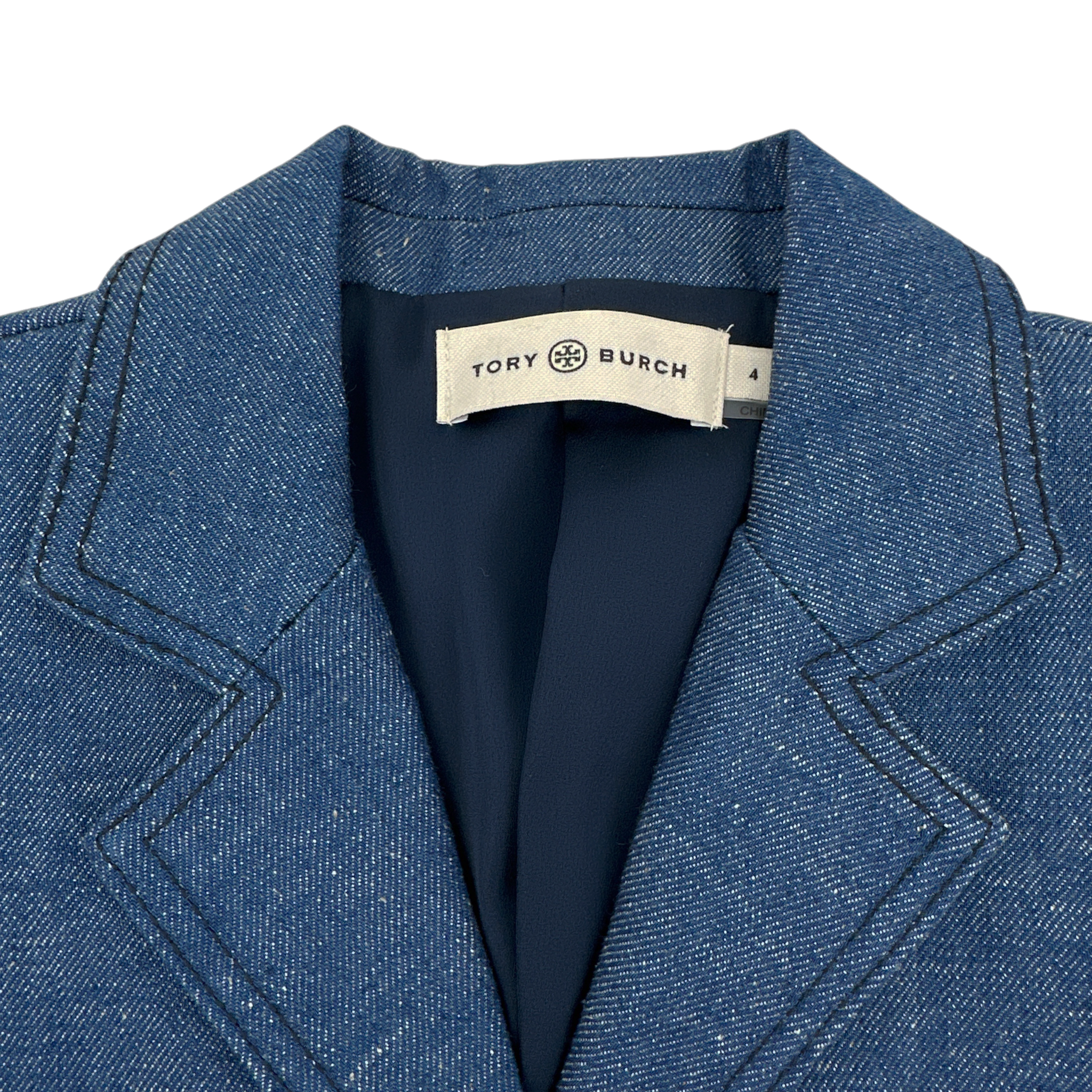 TORY BURCH Raw Denim Blazer in Unwashed Rinse 4|S Tory Burch