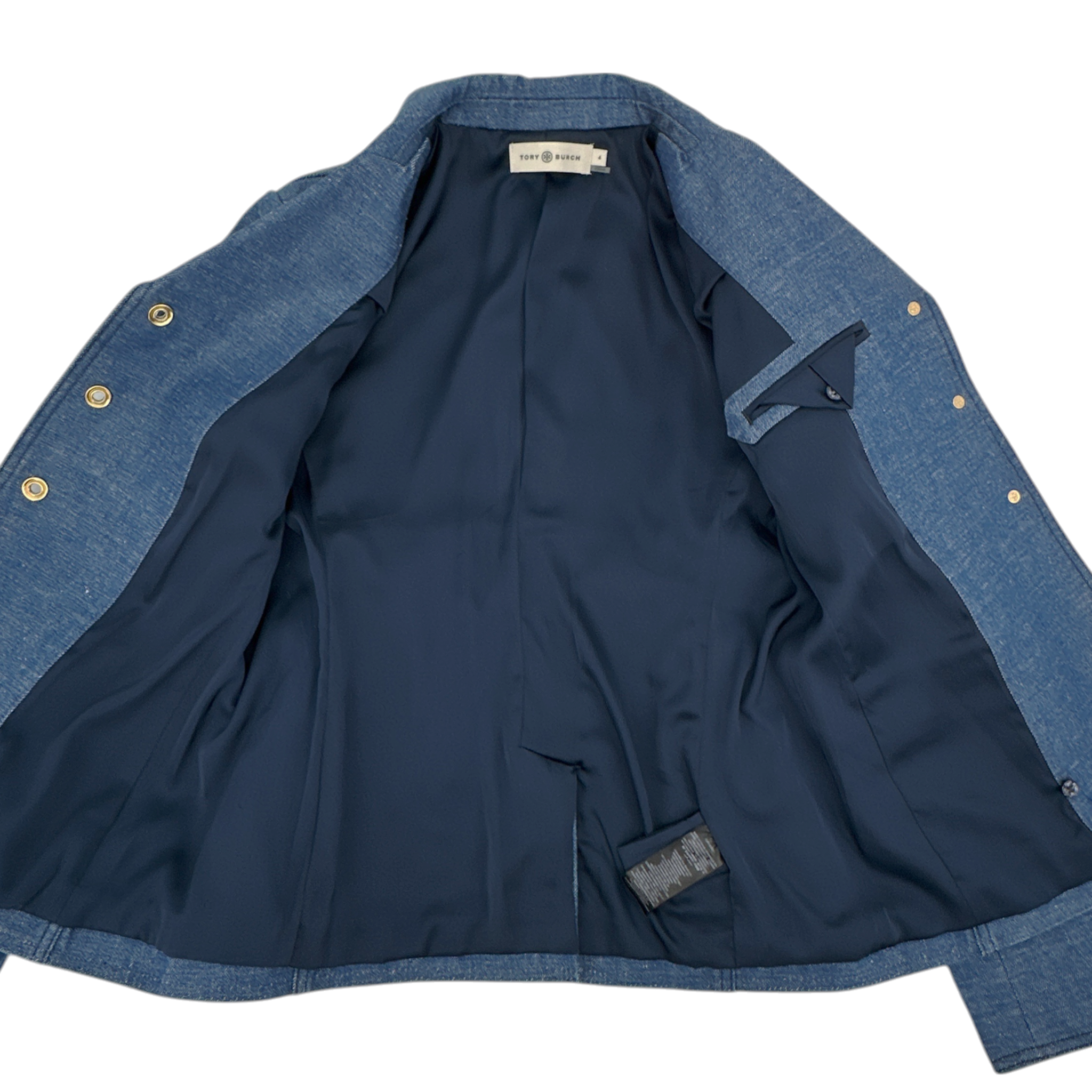 TORY BURCH Raw Denim Blazer in Unwashed Rinse 4|S Tory Burch