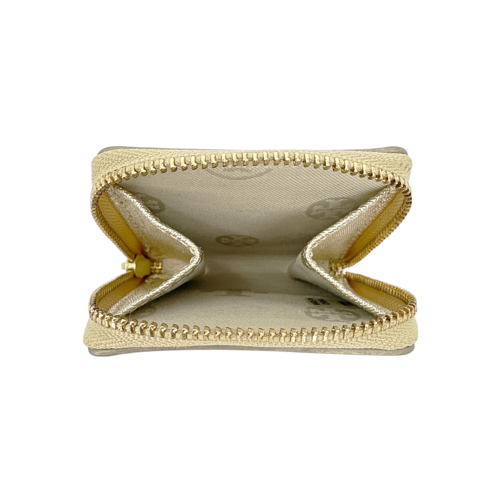 TORY BURCH Robinson Mini Zip Coin Case in Metallic Gold Tory Burch