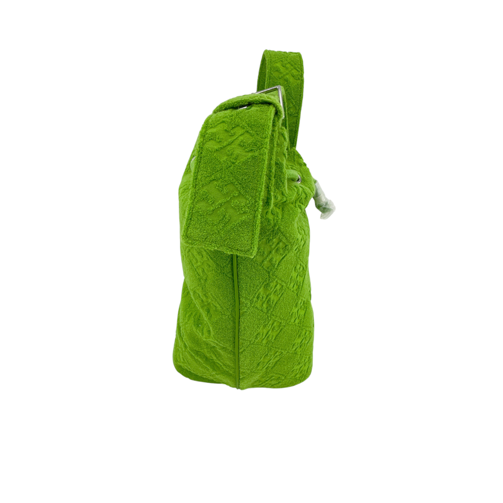 TORY BURCH T Monogram Oversized Bucket Bag in Terry Cloth Monster Green Tory Burch