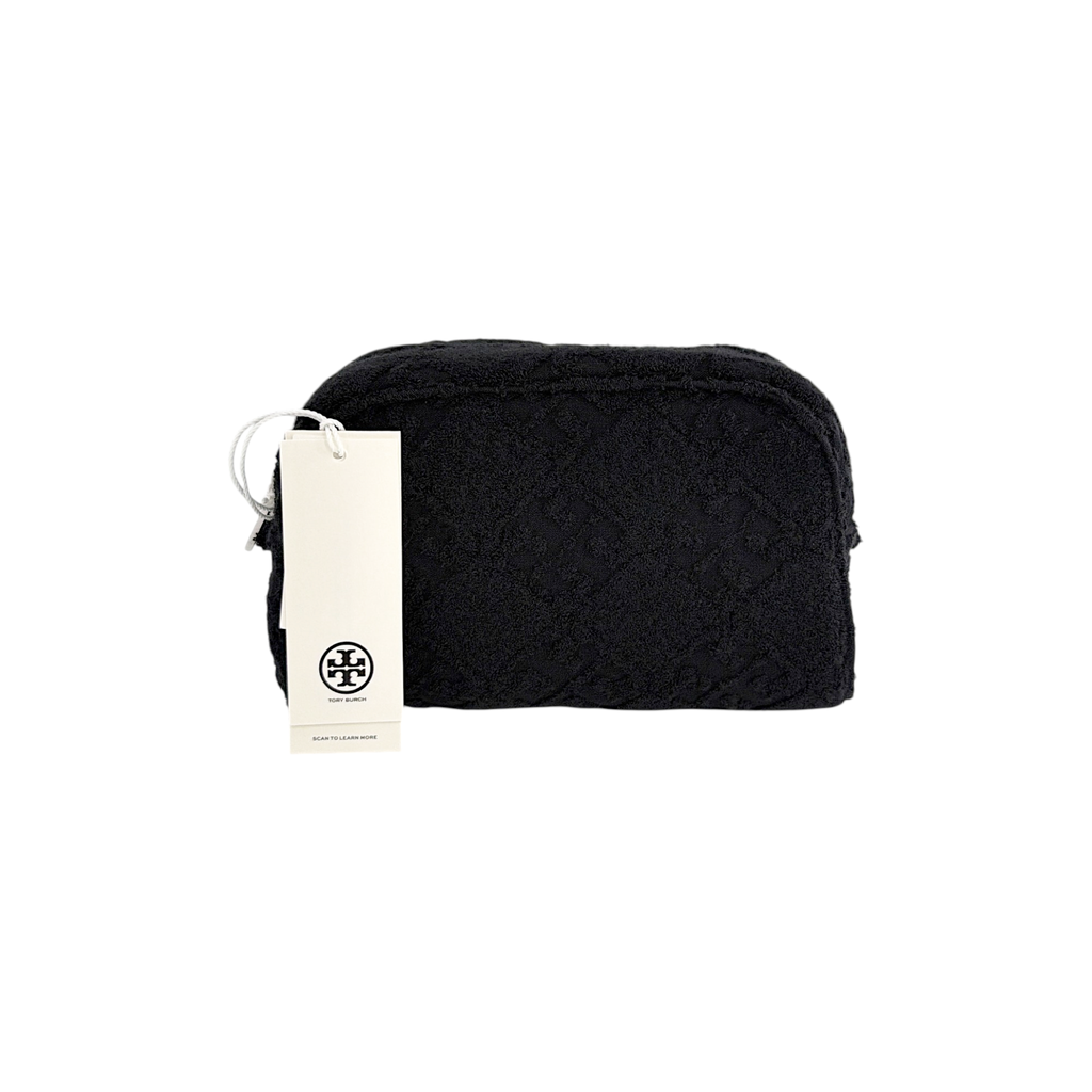 TORY BURCH T Monogram Terry Pouch in Black Tory Burch