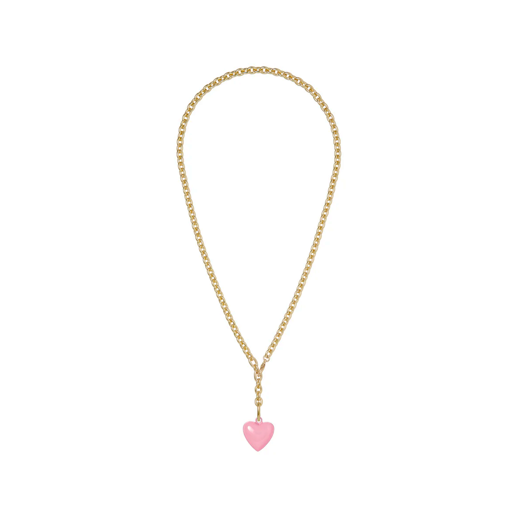 ROXANNE ASSOULIN The Mini Puffy Heart Necklace in Gold & Pink Roxanne Assoulin