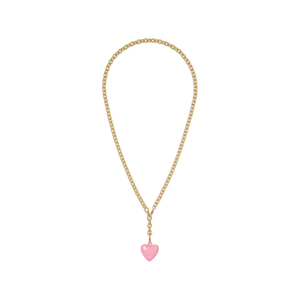 ROXANNE ASSOULIN The Mini Puffy Heart Necklace in Gold & Pink