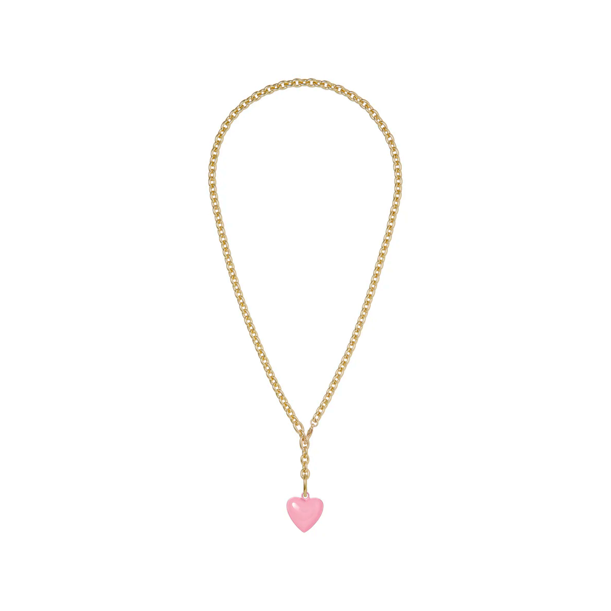 ROXANNE ASSOULIN The Mini Puffy Heart Necklace in Gold & Pink Roxanne Assoulin