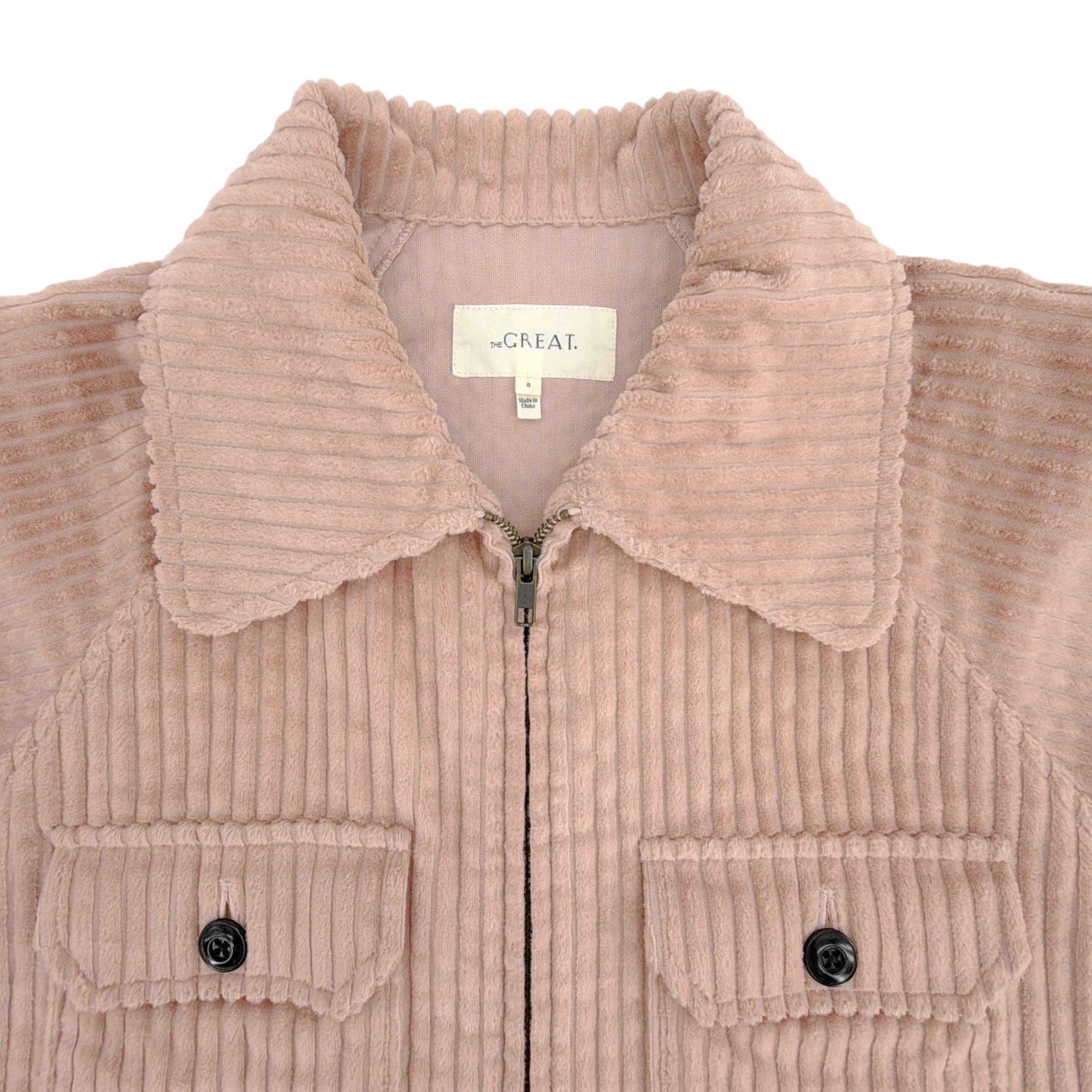 The GREAT. The Boxy Zip Jacket in Blush 0|XS The Great.