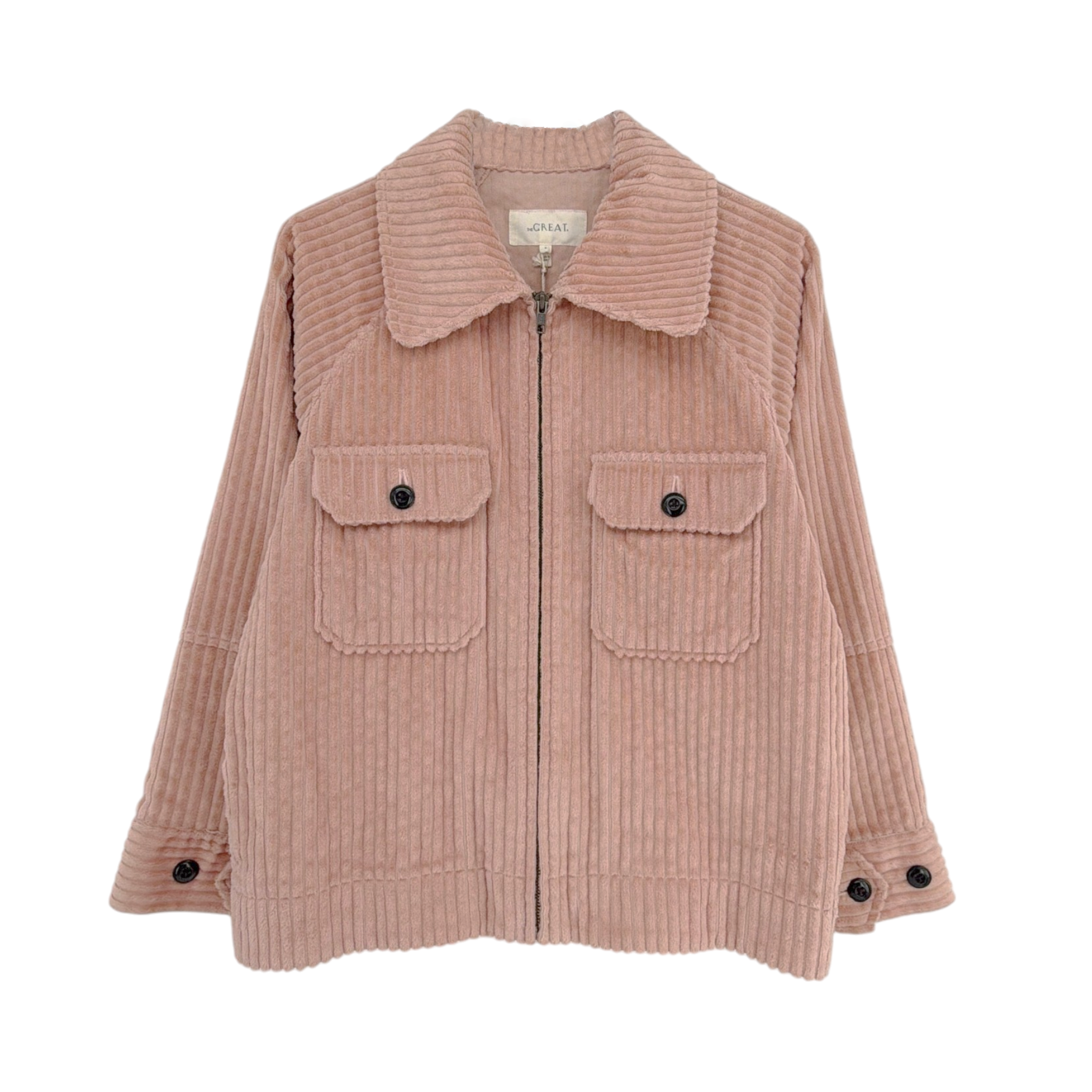 The GREAT. The Boxy Zip Jacket in Blush 0|XS The Great.