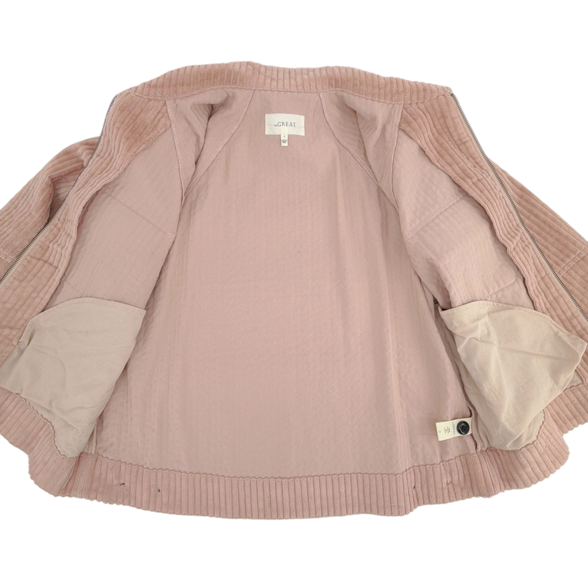 The GREAT. The Boxy Zip Jacket in Blush 0|XS The Great.