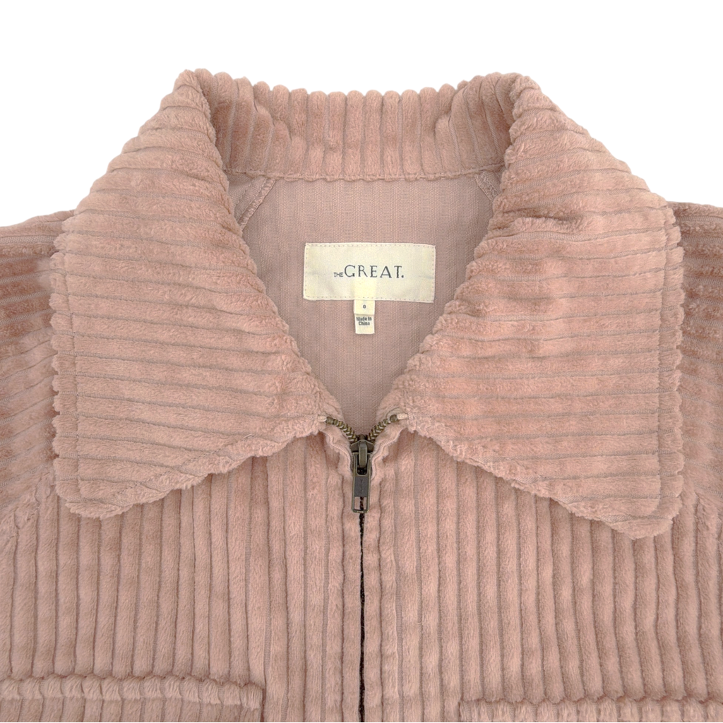 The GREAT. The Boxy Zip Jacket in Blush 0|XS The Great.