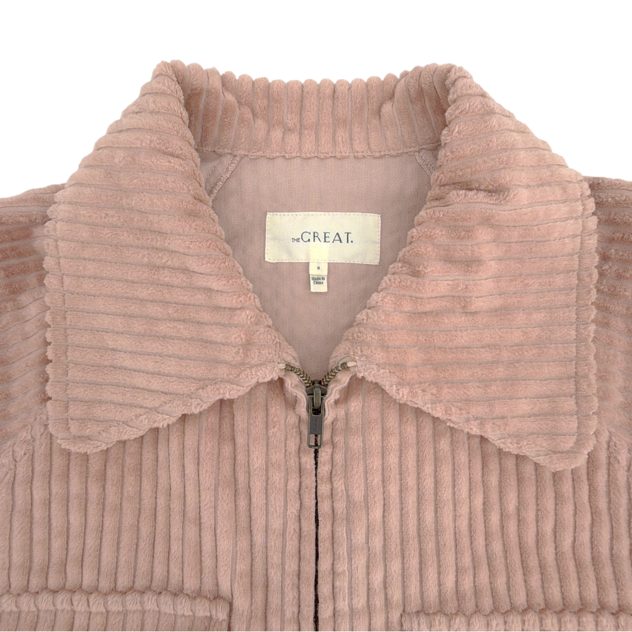 The GREAT. The Boxy Zip Jacket in Blush 0|XS The Great.