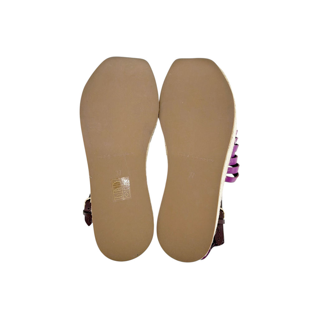 ULLA JOHNSON Valencia Twisted Contrast Flatform Espadrilles In Bitter Chocolate 37 Ulla Johnson