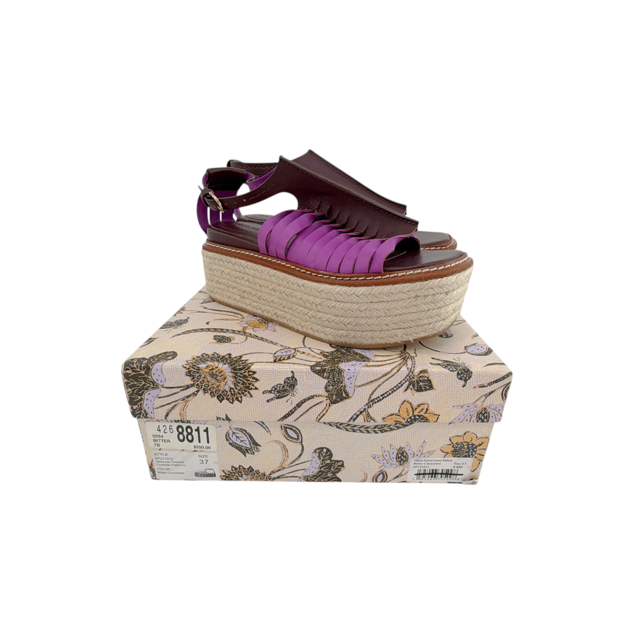 ULLA JOHNSON Valencia Twisted Contrast Flatform Espadrilles In Bitter Chocolate 37 Ulla Johnson