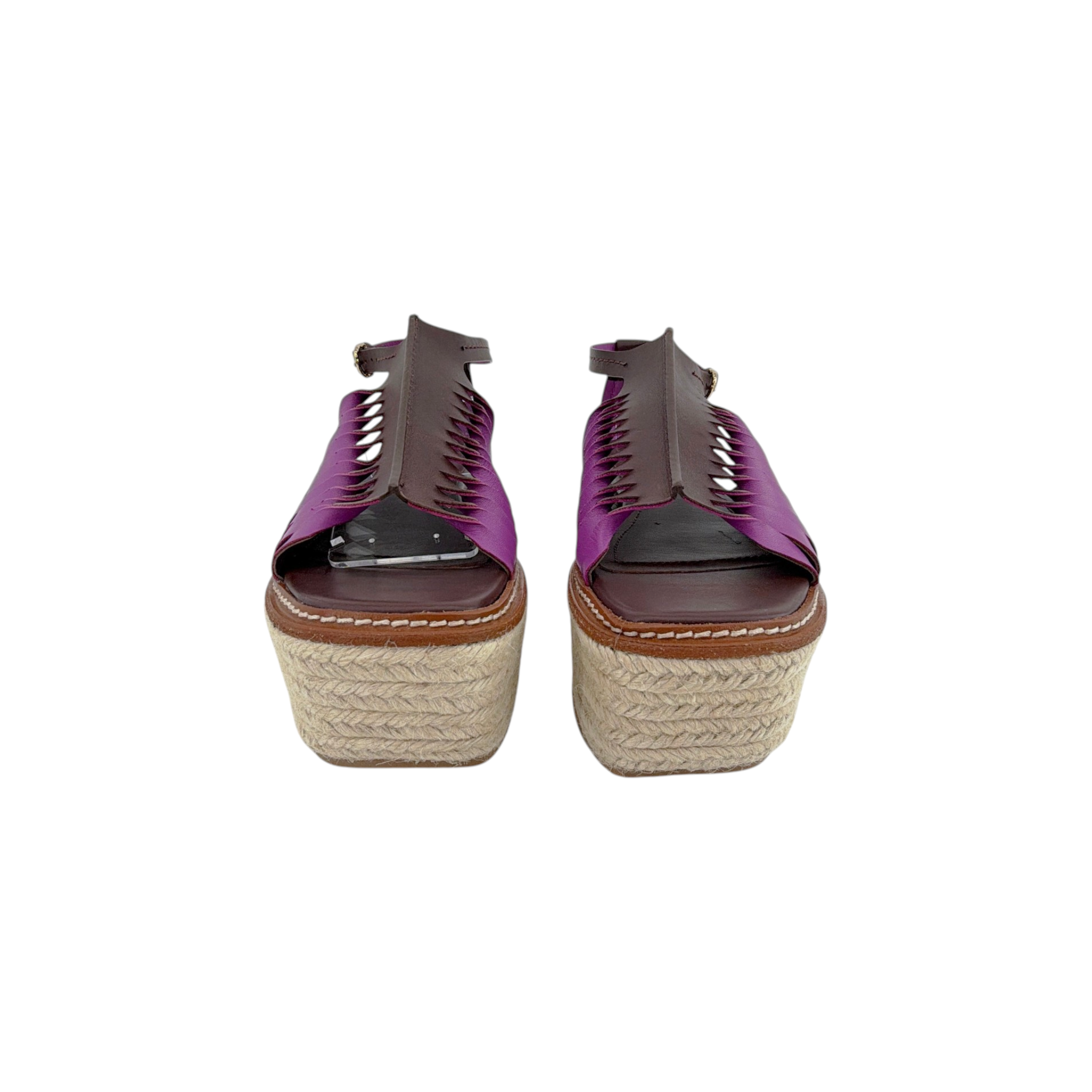 ULLA JOHNSON Valencia Twisted Contrast Flatform Espadrilles In Bitter Chocolate 37 Ulla Johnson