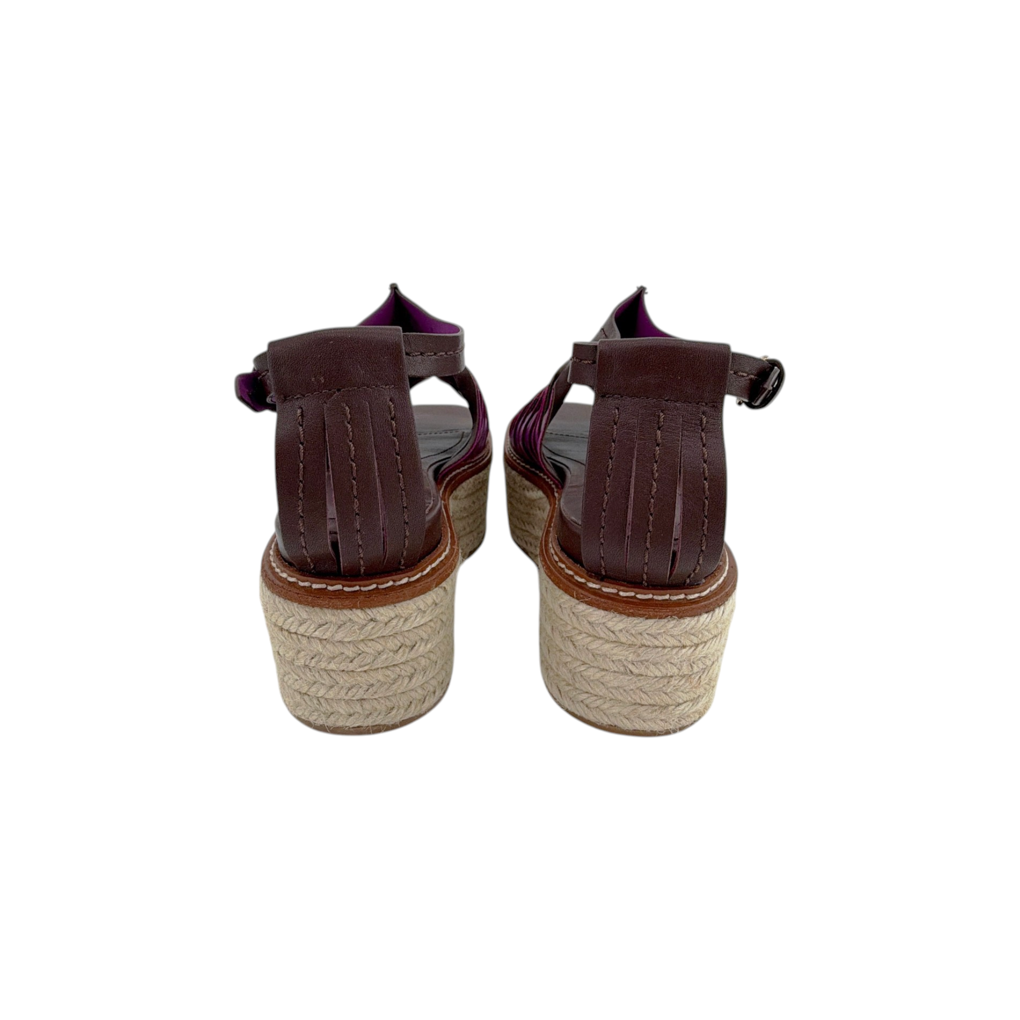ULLA JOHNSON Valencia Twisted Contrast Flatform Espadrilles In Bitter Chocolate 37 Ulla Johnson