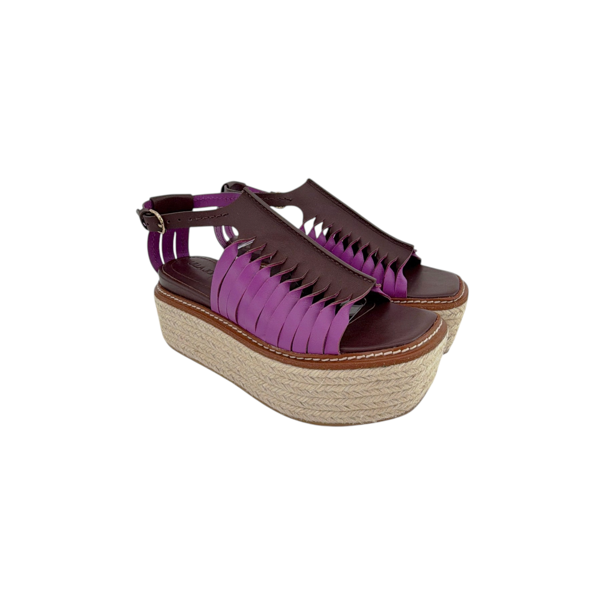 ULLA JOHNSON Valencia Twisted Contrast Flatform Espadrilles In Bitter Chocolate 37 Ulla Johnson