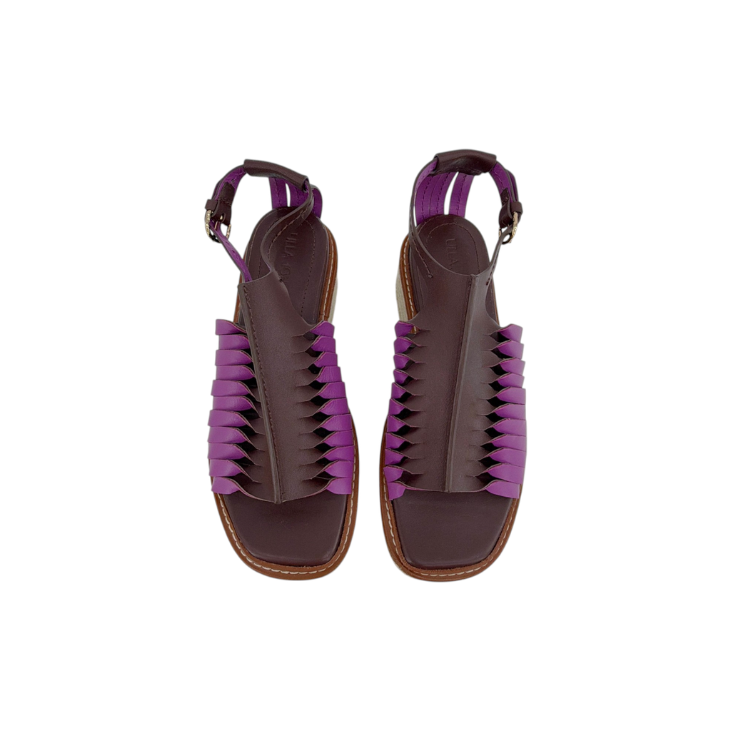 ULLA JOHNSON Valencia Twisted Contrast Flatform Espadrilles In Bitter Chocolate 37 Ulla Johnson