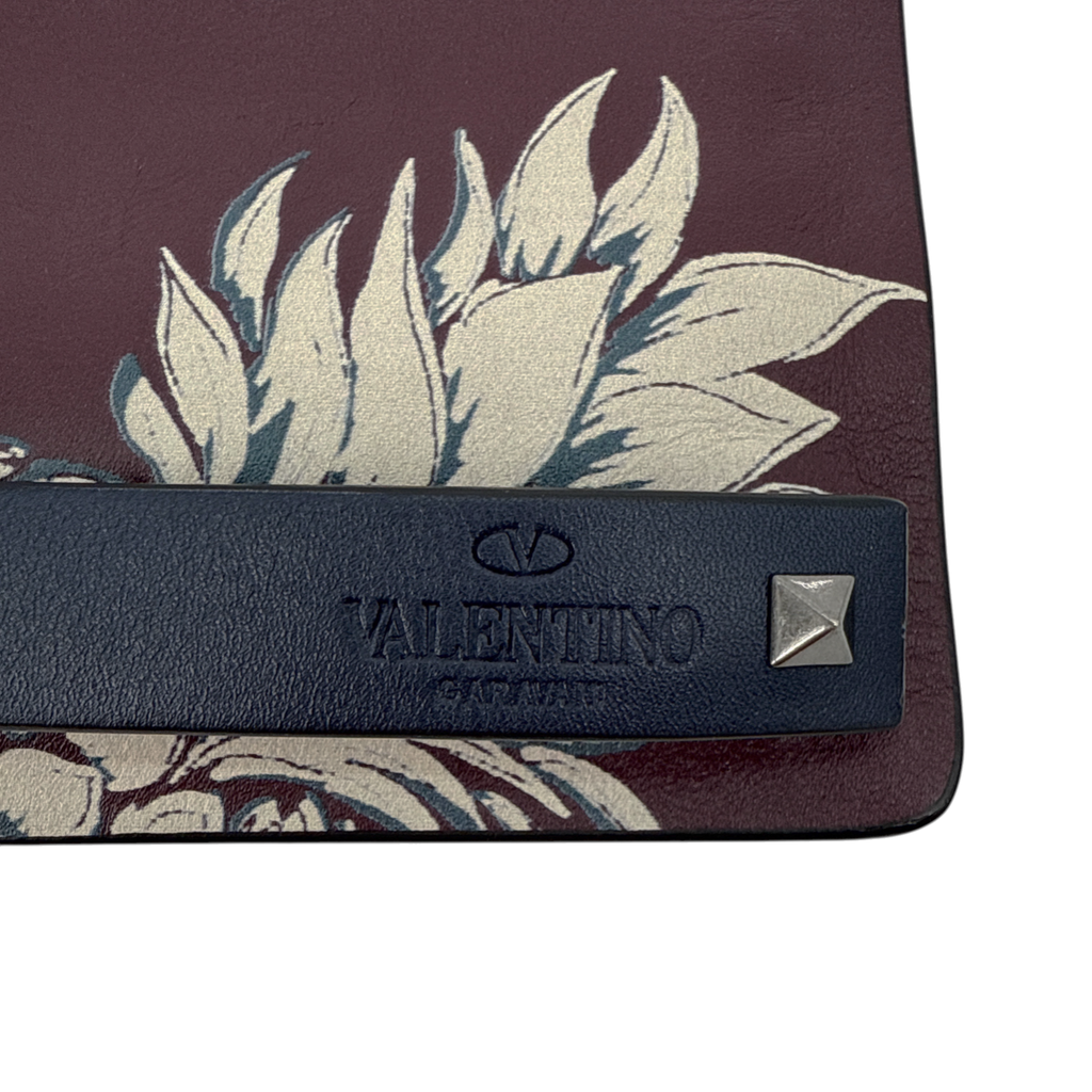 VALENTINO GARAVANI Leather Pineapple Clutch in Ruby/Ivory Valentino Garavani