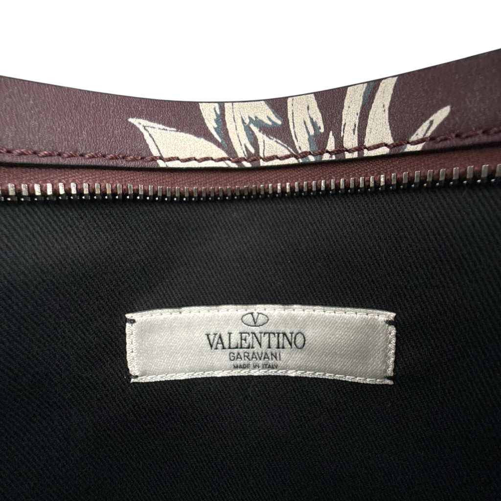 VALENTINO GARAVANI Leather Pineapple Clutch in Ruby/Ivory Valentino Garavani