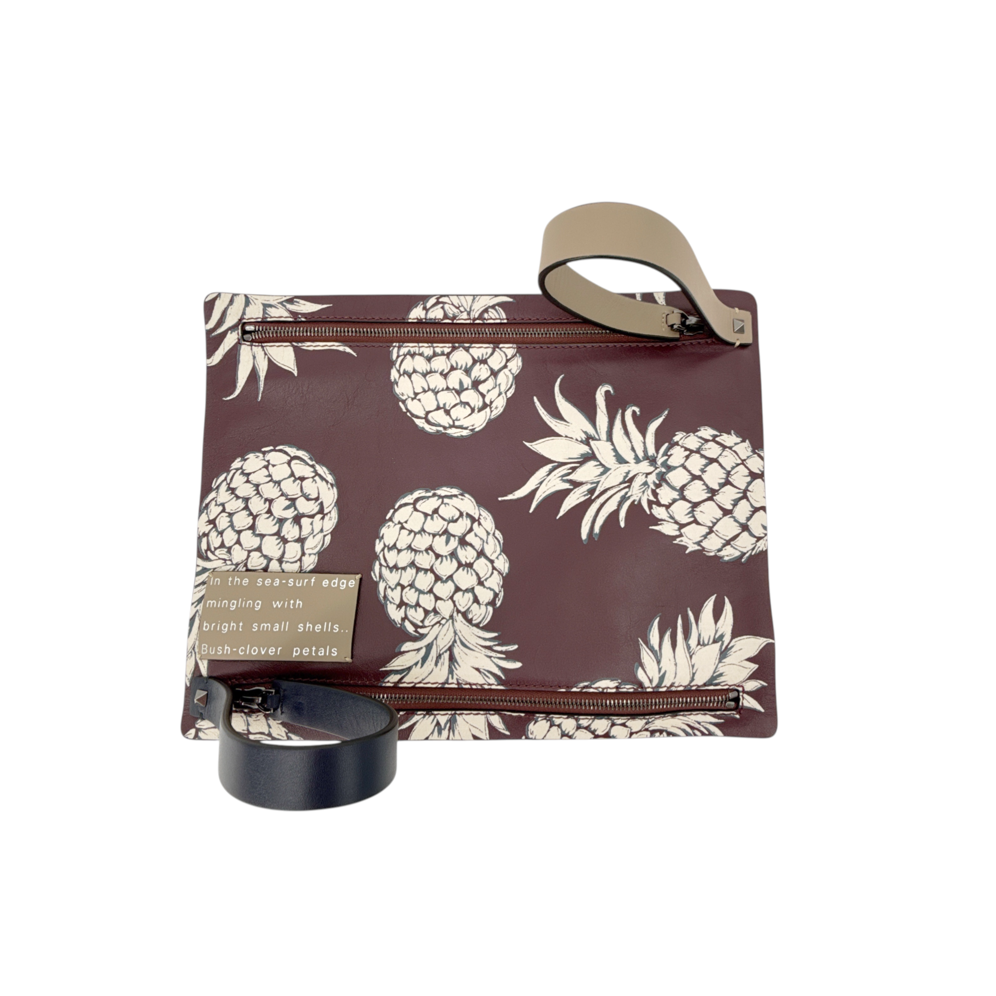 VALENTINO GARAVANI Leather Pineapple Clutch in Ruby/Ivory Valentino Garavani