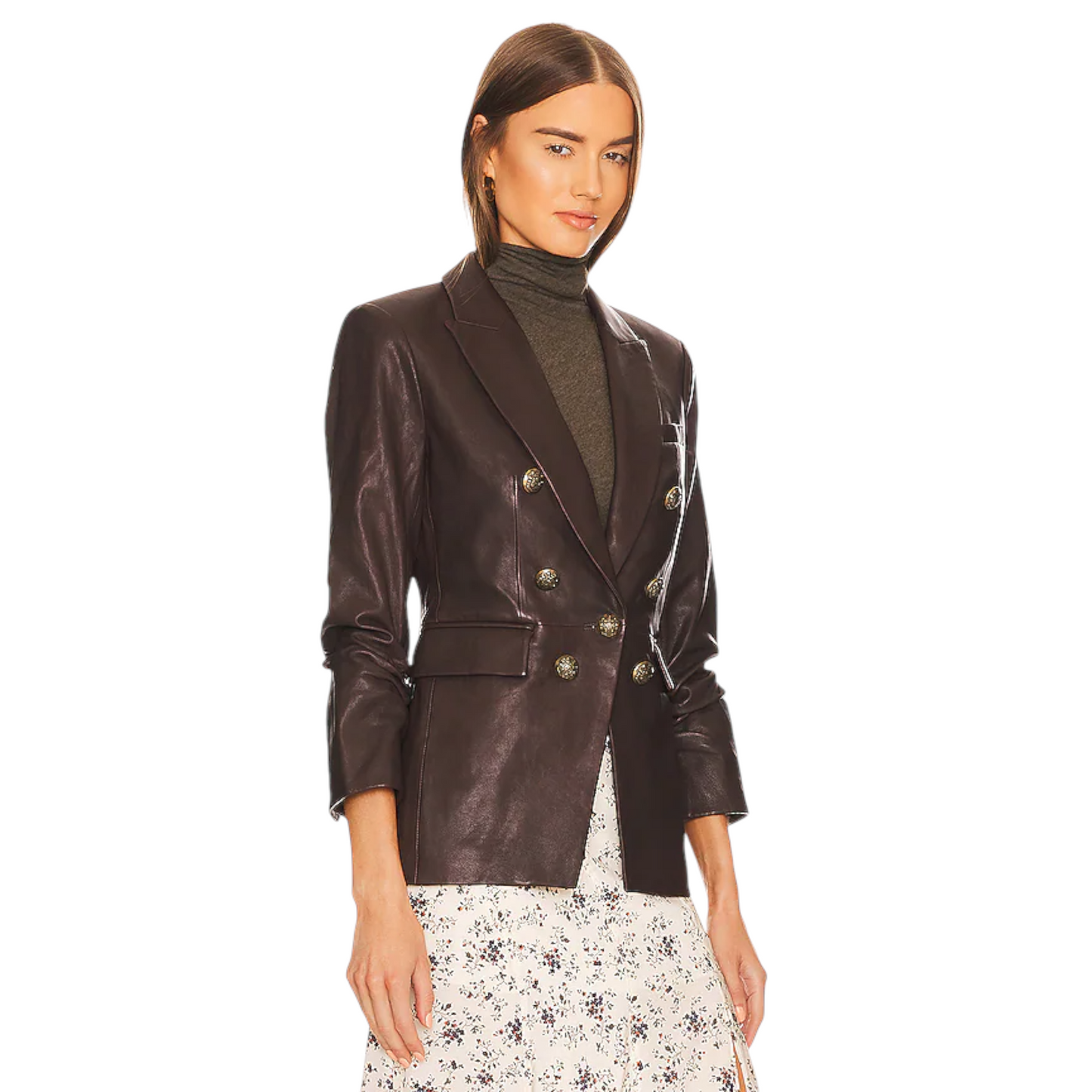 VERONICA BEARD Oneta Leather Dickey Jacket in Brown 2