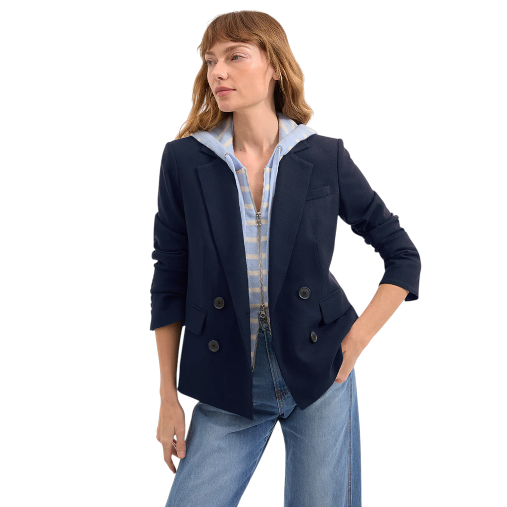 VERONICA BEARD Cashmere Hoodie Dickey in Bluebell & Ivory Veronica Beard