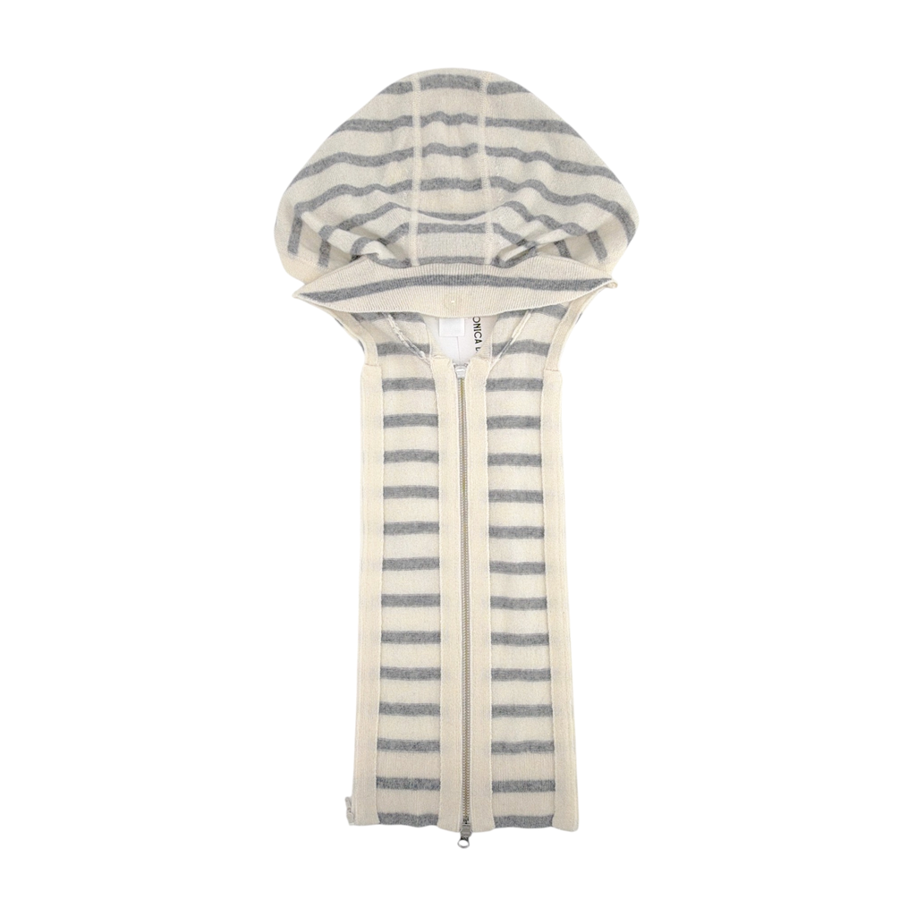 VERONICA BEARD Cashmere Hoodie Dickey in Ivory & Heather Grey Veronica Beard