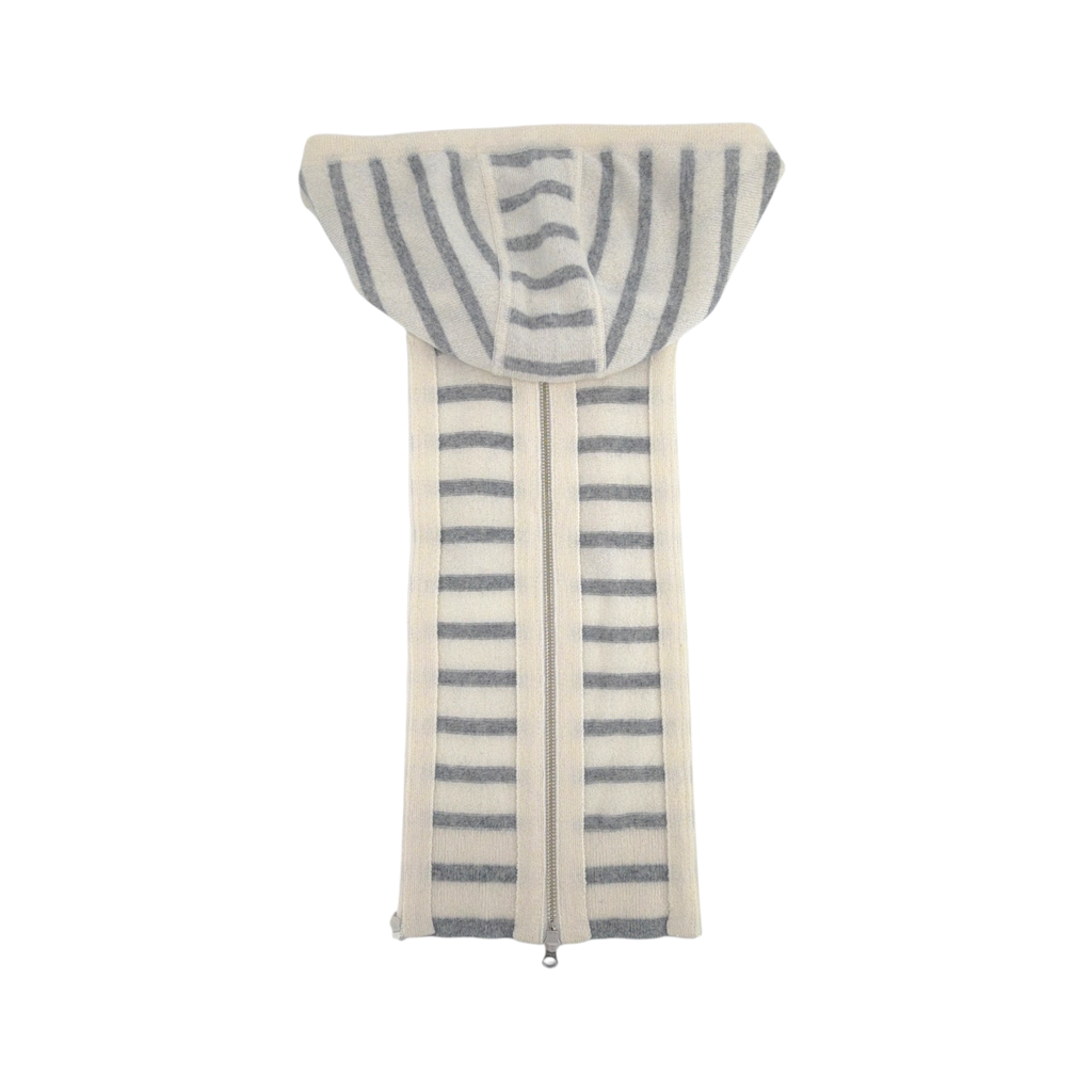 VERONICA BEARD Cashmere Hoodie Dickey in Ivory & Heather Grey Veronica Beard