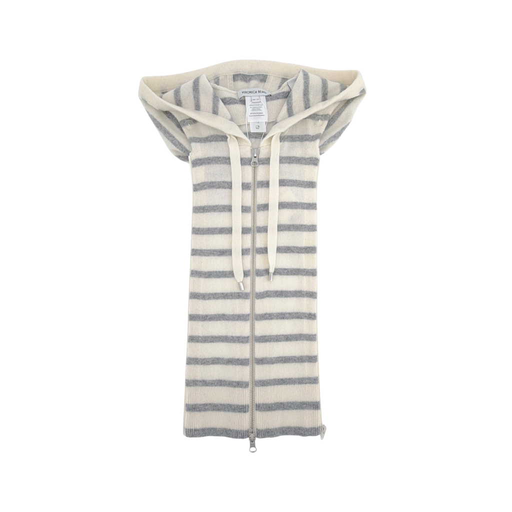 VERONICA BEARD Cashmere Hoodie Dickey in Ivory & Heather Grey Veronica Beard