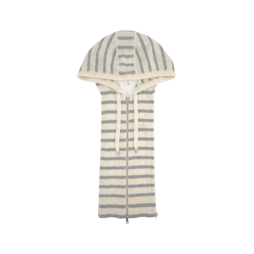 VERONICA BEARD Cashmere Hoodie Dickey in Ivory & Heather Grey Veronica Beard