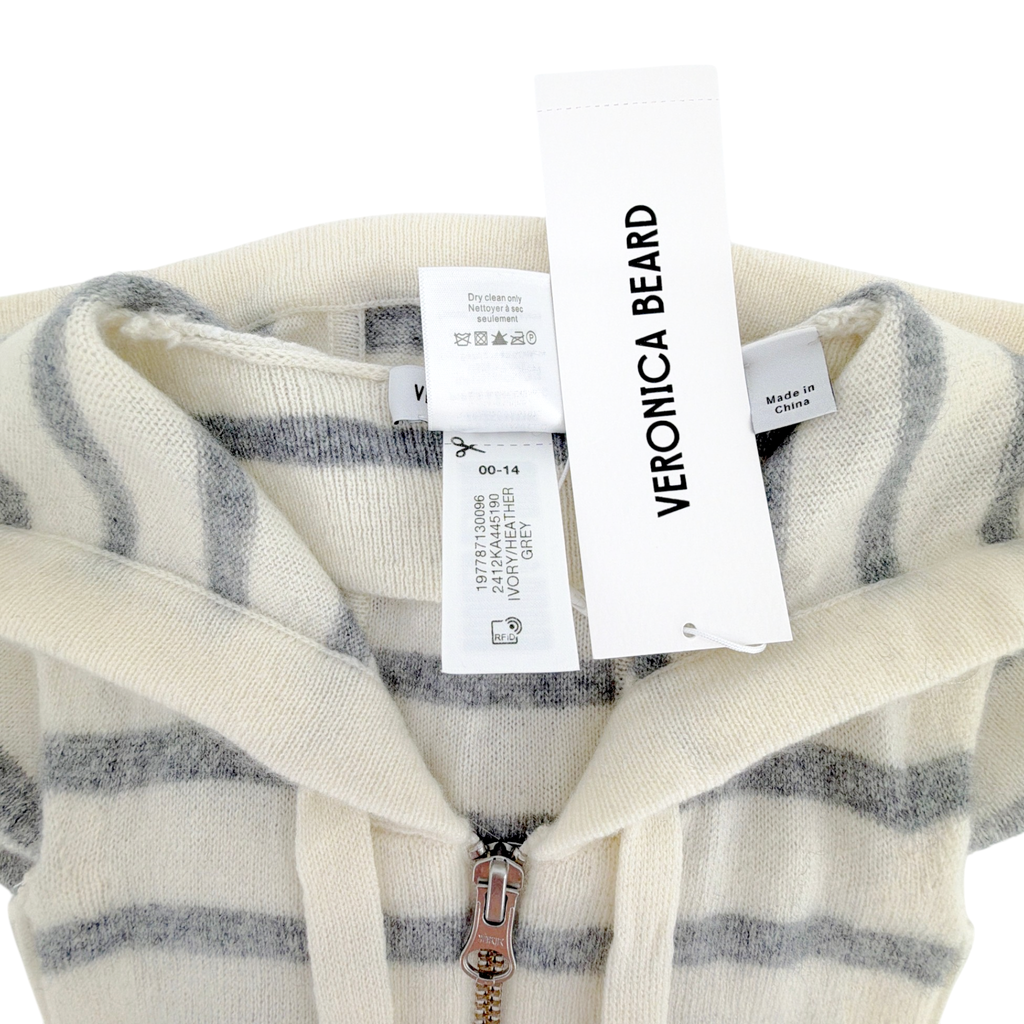 VERONICA BEARD Cashmere Hoodie Dickey in Ivory & Heather Grey Veronica Beard