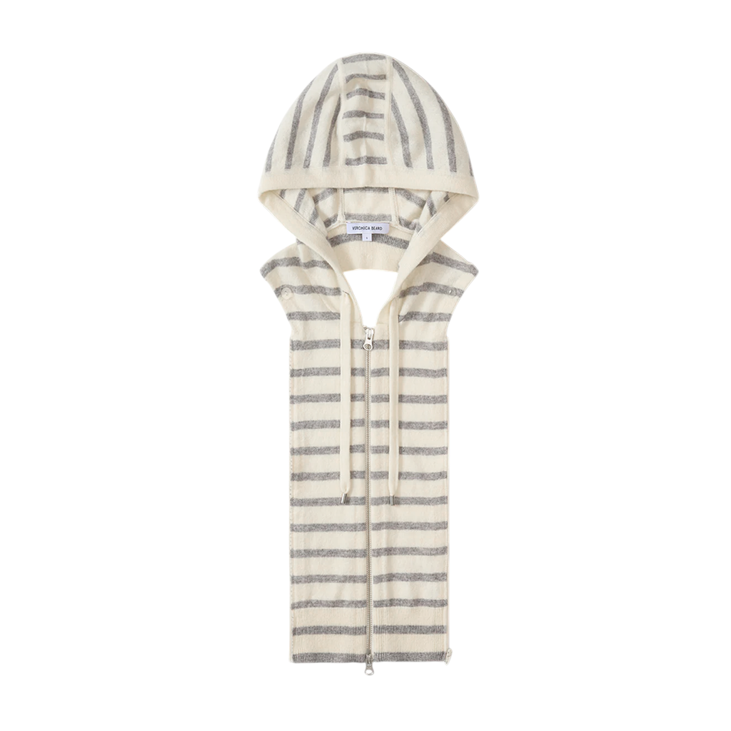 VERONICA BEARD Cashmere Hoodie Dickey in Ivory & Heather Grey Veronica Beard