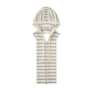 VERONICA BEARD Cashmere Hoodie Dickey in Ivory & Heather Grey