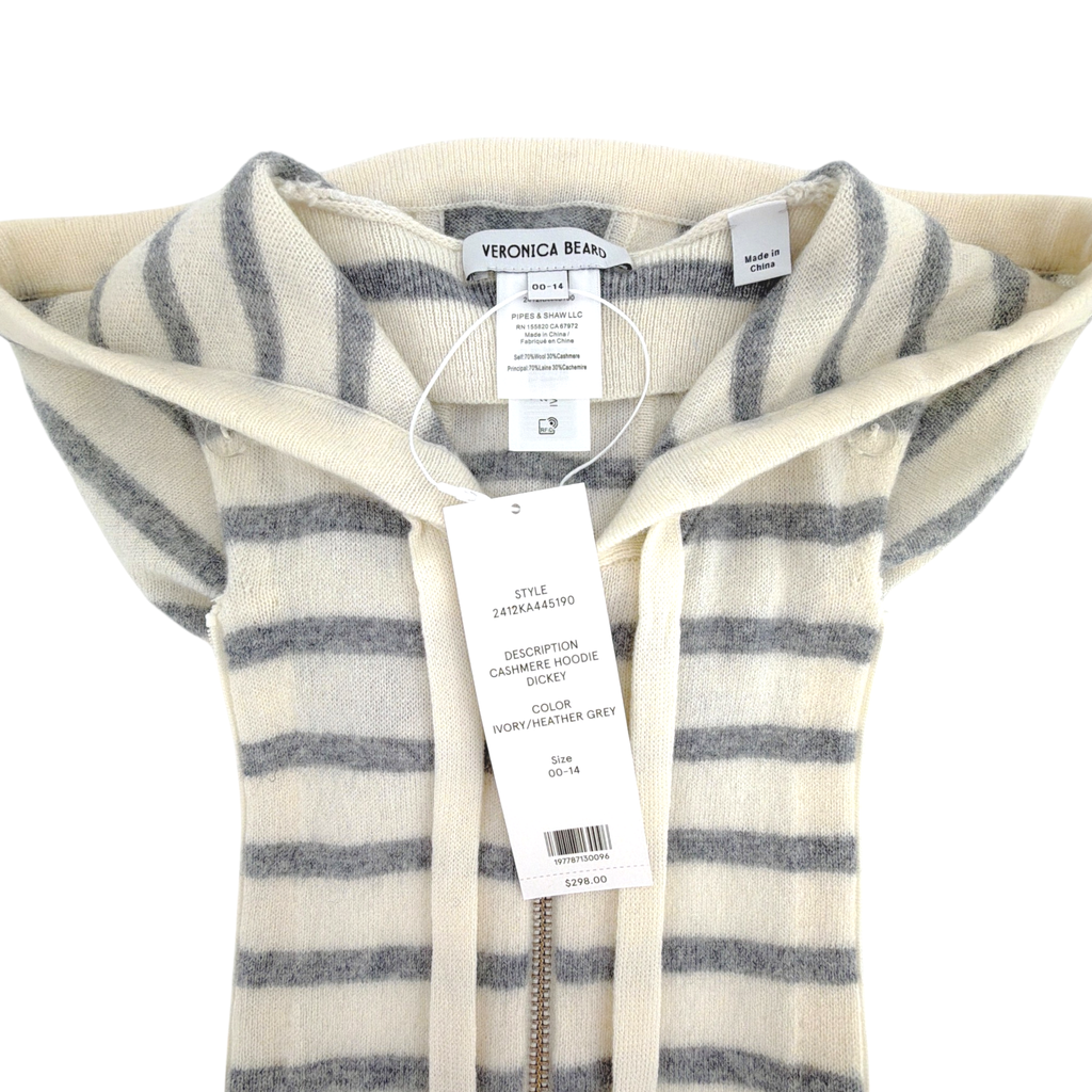 VERONICA BEARD Cashmere Hoodie Dickey in Ivory & Heather Grey Veronica Beard