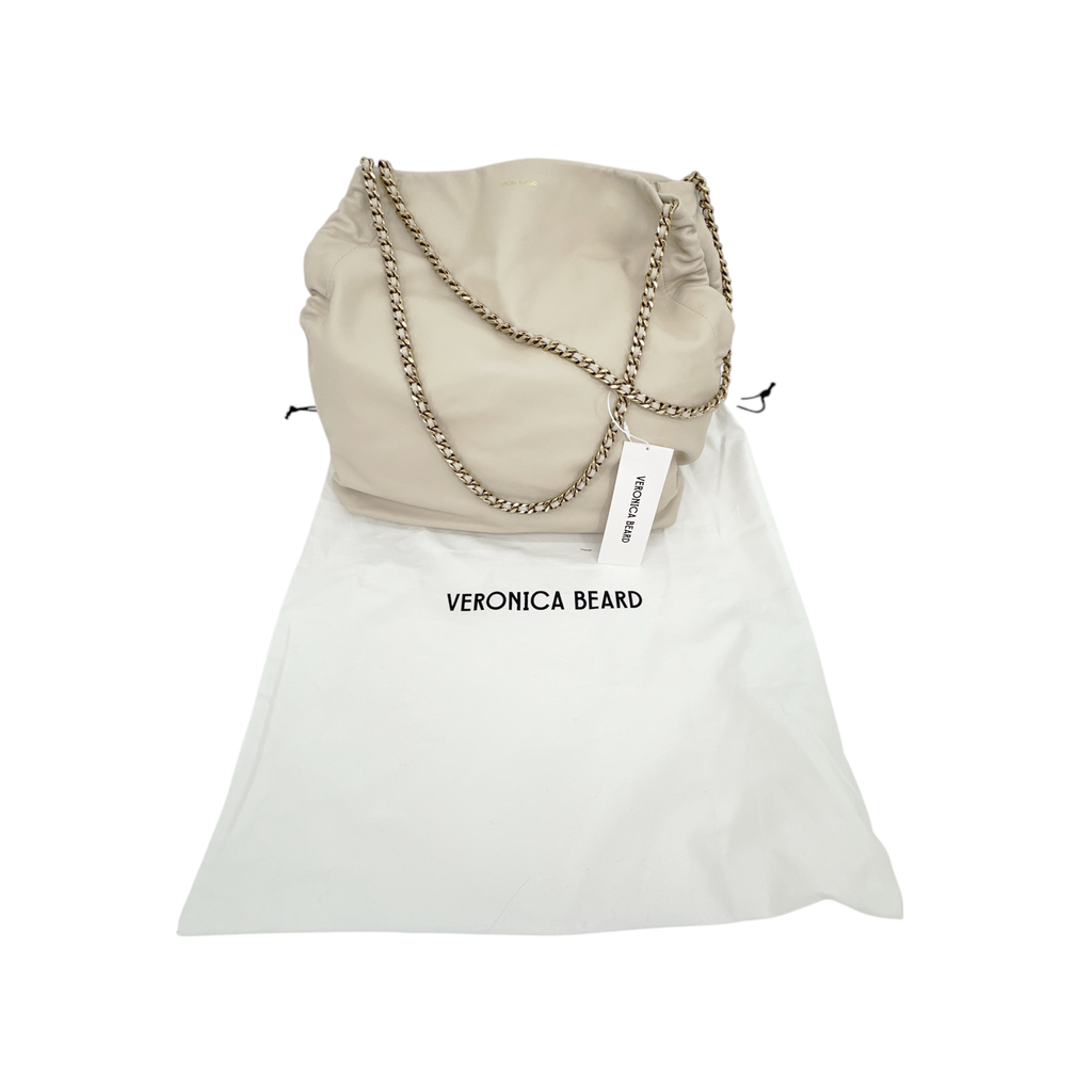 VERONICA BEARD Leather Slouch Bag in Ivory Veronica Beard