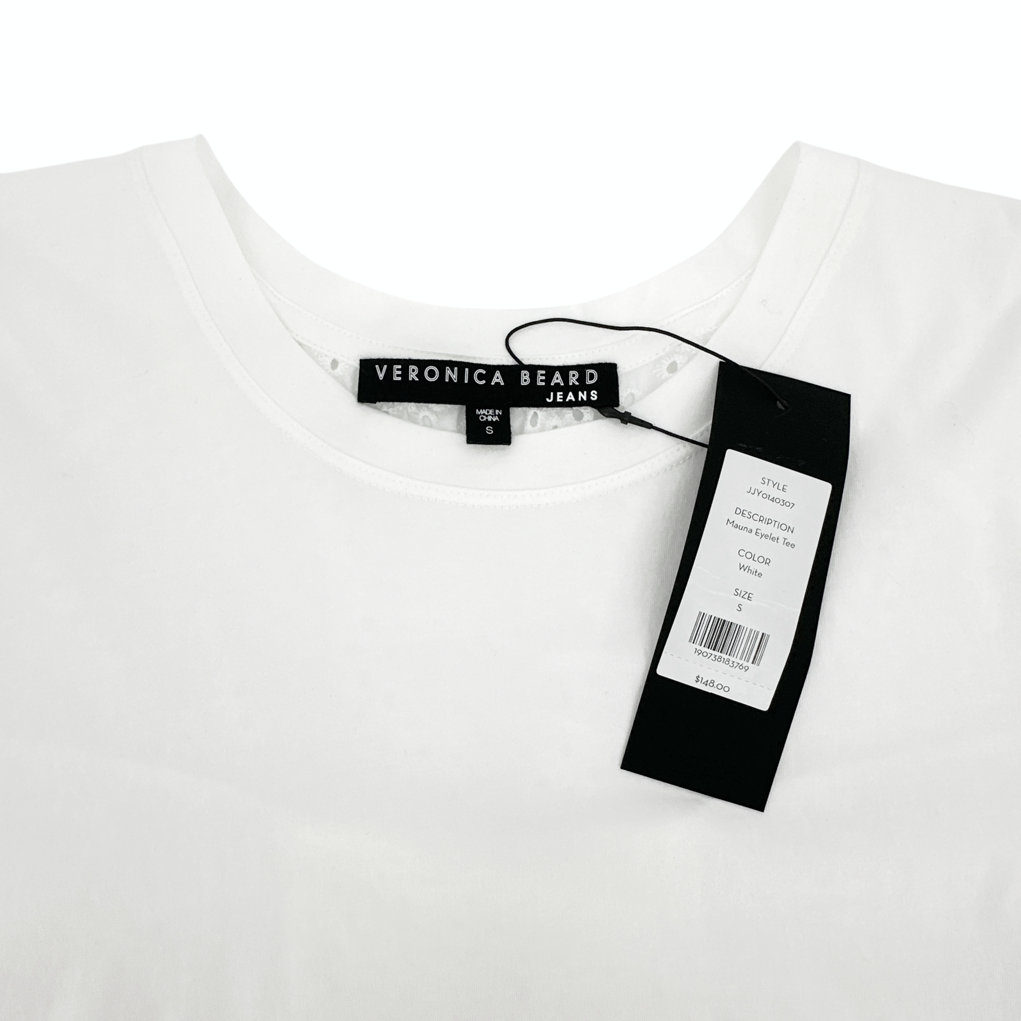 VERONICA BEARD Mauna Eyelet Tee in White S Veronica Beard